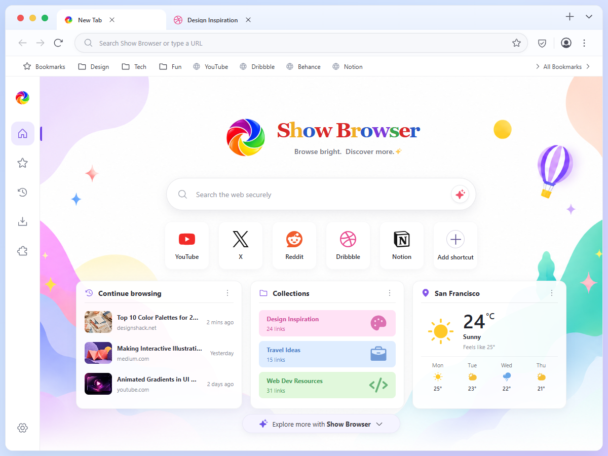 หน้าต่าง Show Browser บน Windows